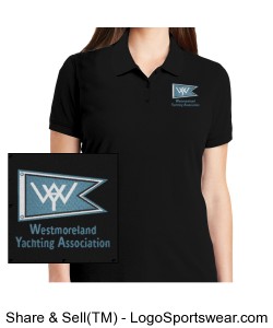 Port Authority Ladies Embroidered Logo Polo, Black Color Design Zoom